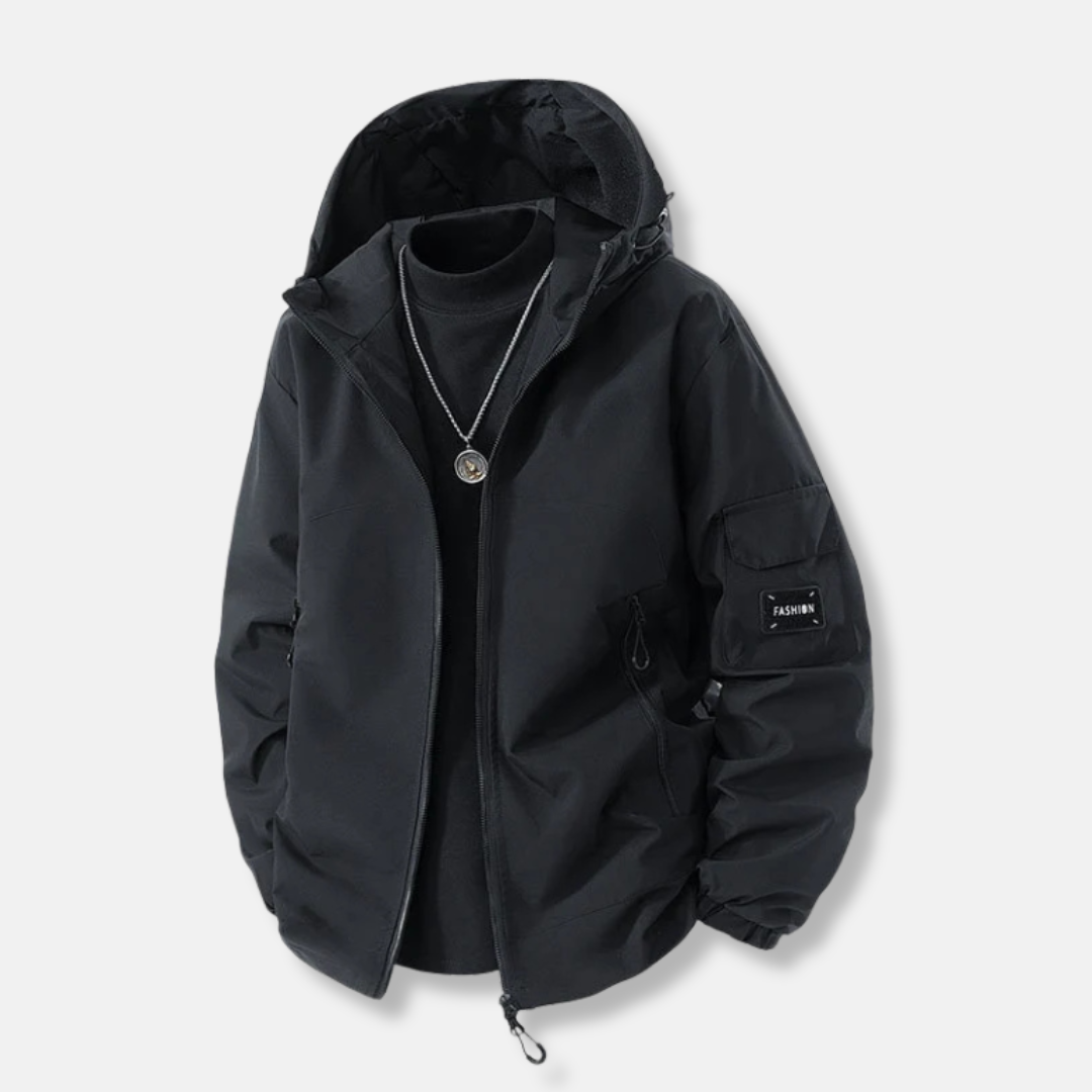 Freddie Hooded Relaxed Fit Windbreaker Jacket | Solid Hip-Length Jacket