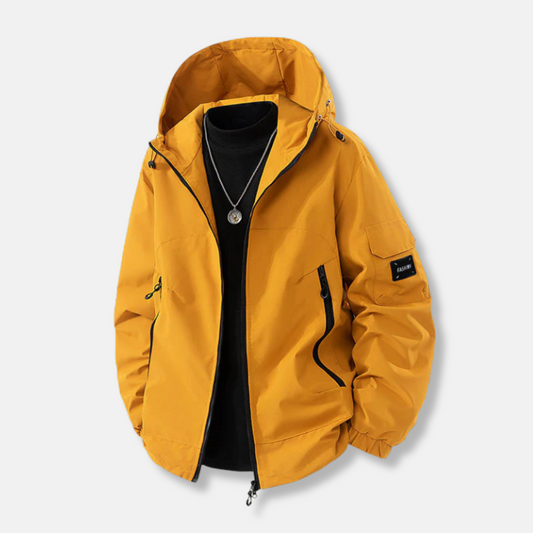 Freddie Hooded Relaxed Fit Windbreaker Jacket | Solid Hip-Length Jacket
