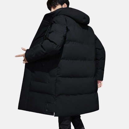 Matthew Hooded Coat | Quilted Mid-Length Relaxed Fit Coat