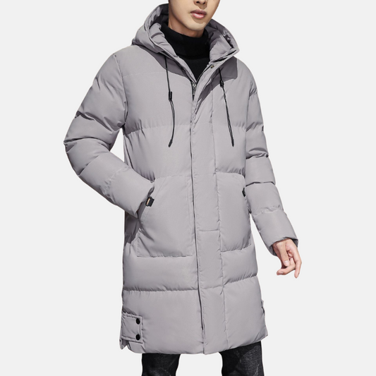 Matthew Hooded Coat | Quilted Mid-Length Relaxed Fit Coat