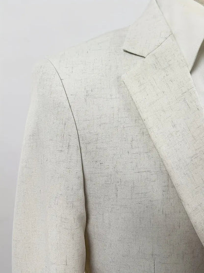 Men’s Blazer – Tailored Fit – Linnen Blend – Notched Lapel – Two-Button Formal Style