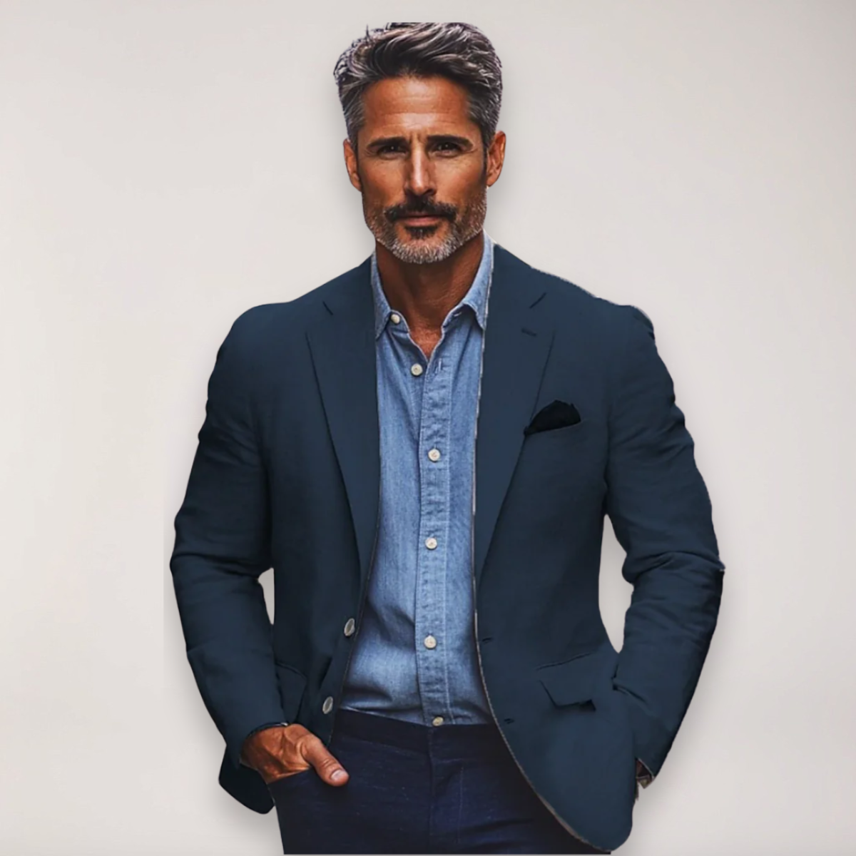 Men’s Blazer – Tailored Fit – Cotton Blend – Notched Lapel – Smart Casual Style
