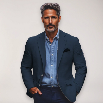 Men’s Blazer – Tailored Fit – Cotton Blend – Notched Lapel – Smart Casual Style