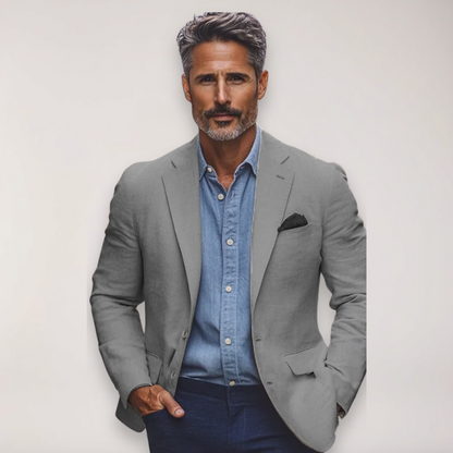 Men’s Blazer – Tailored Fit – Cotton Blend – Notched Lapel – Smart Casual Style
