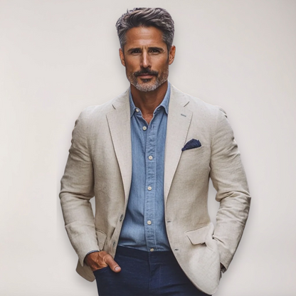 Men’s Blazer – Tailored Fit – Cotton Blend – Notched Lapel – Smart Casual Style