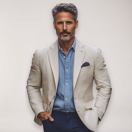 Men’s Blazer – Tailored Fit – Cotton Blend – Notched Lapel – Smart Casual Style