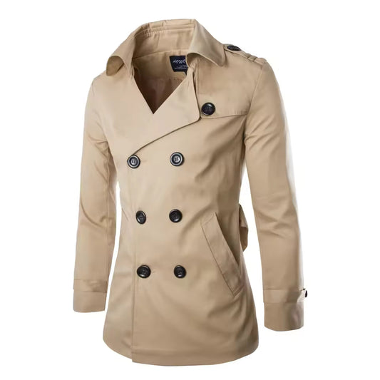 Theodore Slim Fit Trench Coat | Double Breasted Notched Lapel Coat