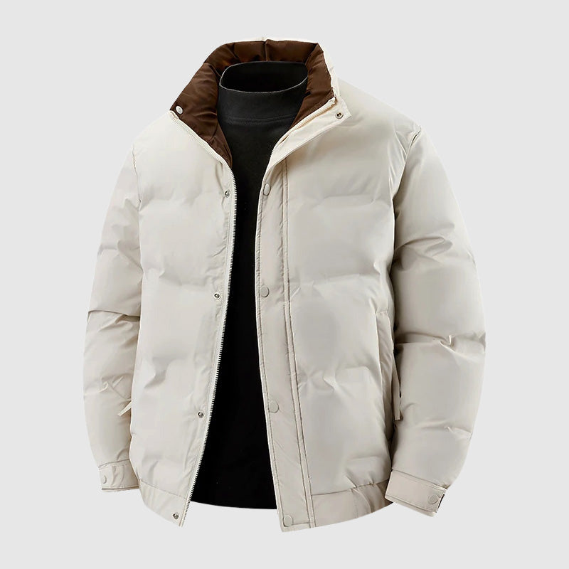 Oliver Quilted Relaxed Fit Puffer Jacket | Stand Collar Button Front Jacket