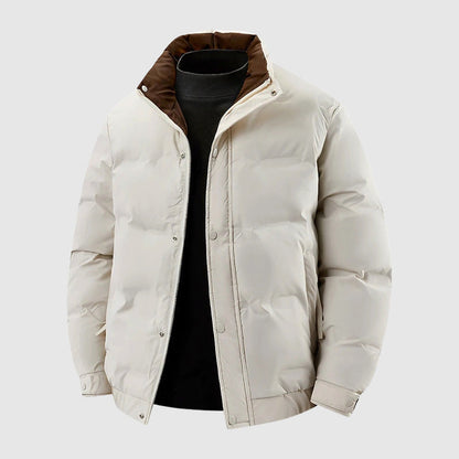 Oliver Quilted Relaxed Fit Puffer Jacket | Stand Collar Button Front Jacket