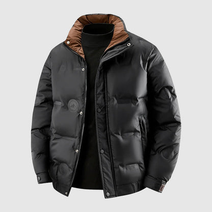 Oliver Quilted Relaxed Fit Puffer Jacket | Stand Collar Button Front Jacket