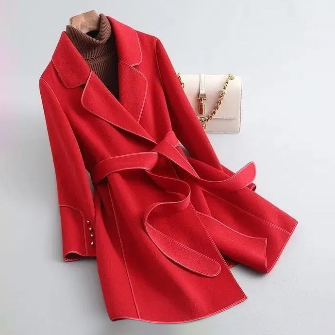 Ivy Slim Fit Wrap Coat | Belted Contrast Trim Coat