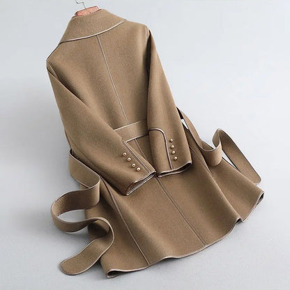 Ivy Slim Fit Wrap Coat | Belted Contrast Trim Coat