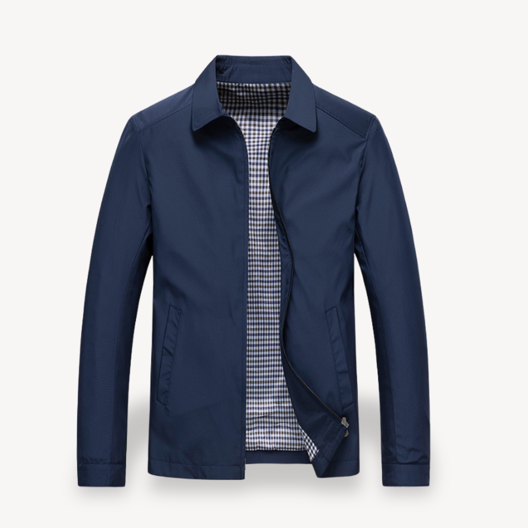 Men’s Lightweight Jacket – Tailored Fit – Breathable Blend – Zip Front – Shirt Collar