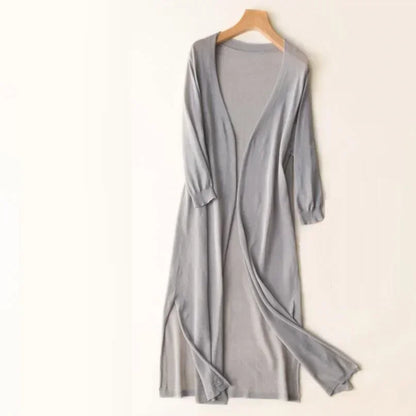 Women’s Long Cardigan – Lightweight Knit – Open Front – 3/4 Sleeve – Relaxed Fit