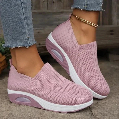 Women’s Slip-On Sneakers – Breathable Mesh – Low-Cut – Cushioned Sole