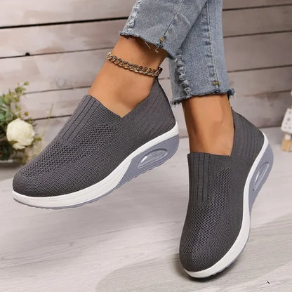 Women’s Slip-On Sneakers – Breathable Mesh – Low-Cut – Cushioned Sole