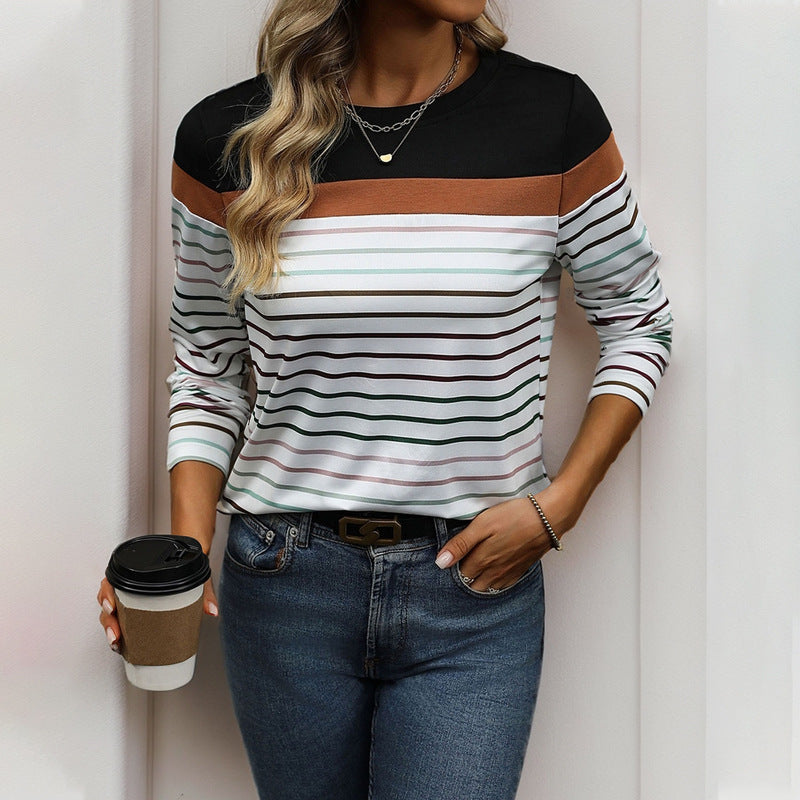Women’s Shirt – Relaxed Fit – Long Sleeve – Striped Casual Style