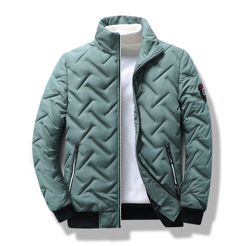 Men’s Jacket – Slim Fit – Quilted Design – Stand Collar – Zippered Pockets – Ribbed Trim
