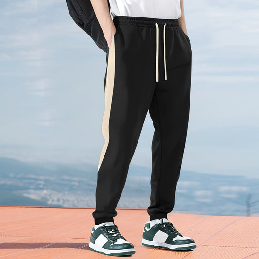 Men’s Jogger Pants – Relaxed Fit – Cotton Blend – Side Stripe – Cuffed Ankle – Drawstring Waist