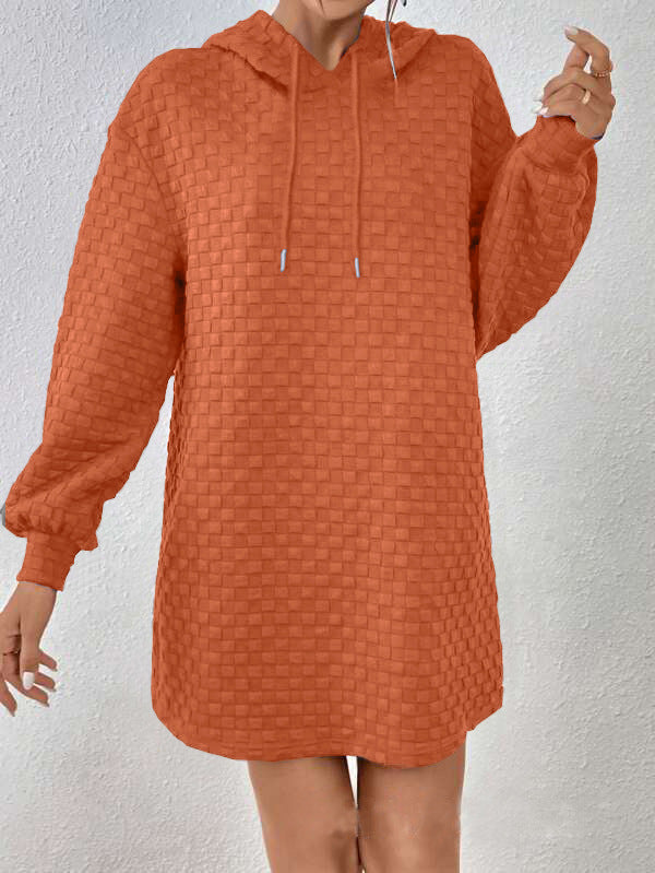Women's Hooded Dress - Knit - Relaxed Fit - Adjustable Drawstring Hood