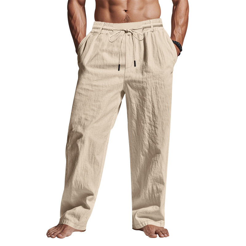 Men’s Linen Pants – Relaxed Fit – Full Length – Drawstring Waist – Side Pockets