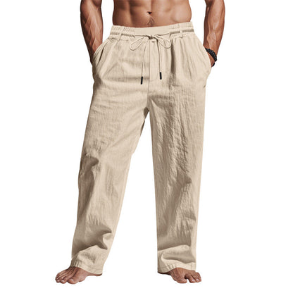 Men’s Linen Pants – Relaxed Fit – Full Length – Drawstring Waist – Side Pockets