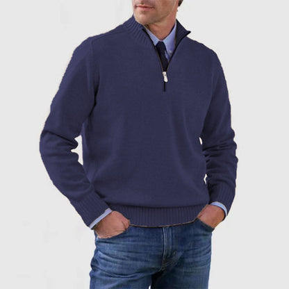 Men’s Half-Zip Sweater – Regular Fit – Ribbed Trim – Smart Casual