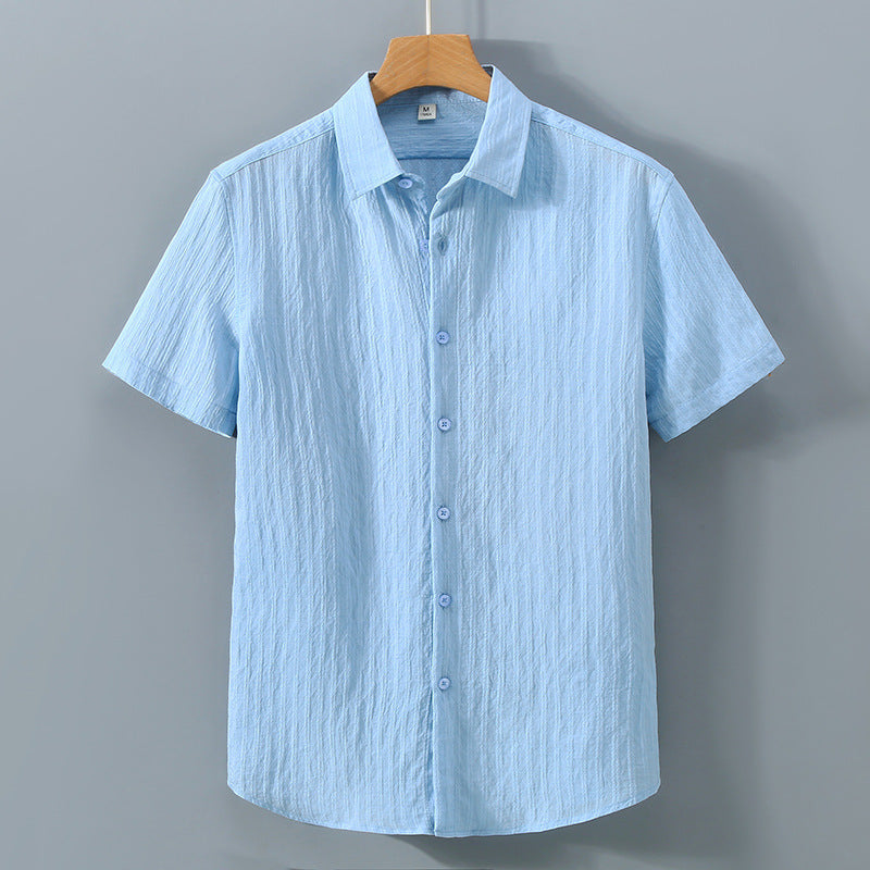 Men’s Button-Down Shirt – Relaxed Fit – Breathable Blend – Short Sleeve – Textured Finish