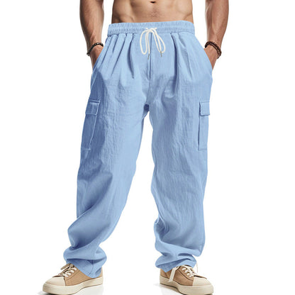 Men’s Cargo Pants – Relaxed Fit – Cotton Blend – Elastic Waist – Multi Pocket Casual