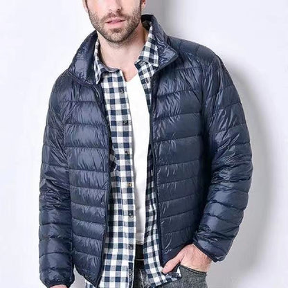 Men’s Quilted Coat – Slim Fit – Stand Collar – Lightweight Weather-Resistant Outerwear