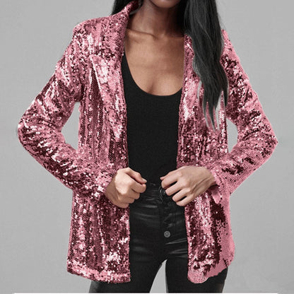 Women’s Blazer – Sequin Embellished – Tailored Fit – Open Front Full Sleeve