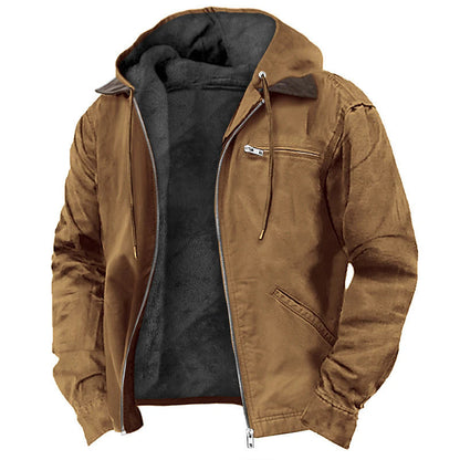 Men’s Hooded Jacket – Fleece Lined – Relaxed Fit – Water-Resistant – Zip Front Pockets