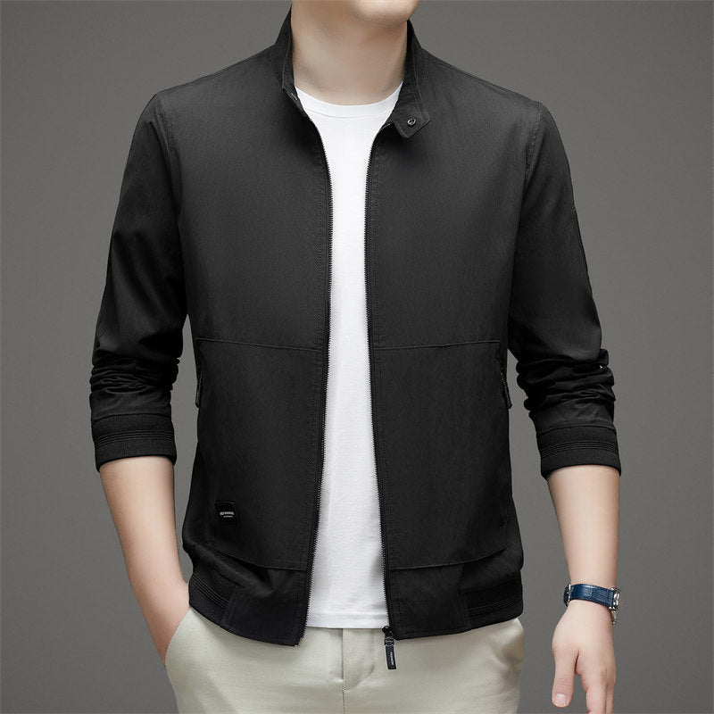 Men’s Jacket – Regular Fit – Stand Collar – Zipper Front – Ribbed Hem – Cotton Blend