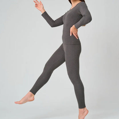 Women’s Lounge Set – Slim Fit – Stretch Fabric – Long Sleeve Top & Full-Length Pants