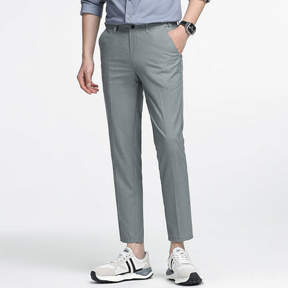 Men’s Cropped Trousers – Slim Fit – Breathable Blend – Straight Cut Smart Casual