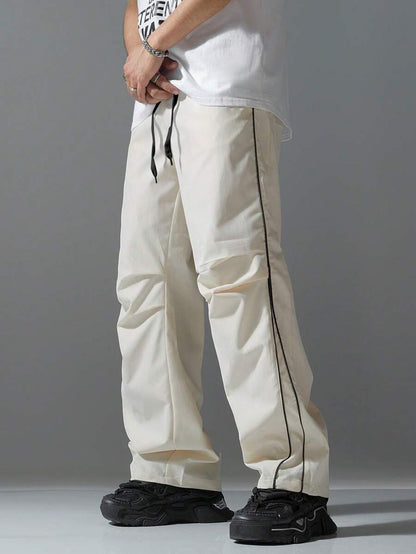 Men’s Cargo Pants – Relaxed Fit – Breathable Blend – Drawstring Waist – Side Stripe