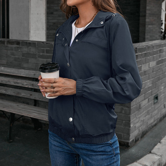 Women’s Outdoor Jacket – Waterproof – Windbreaker – Relaxed Fit – Hooded Zip Front