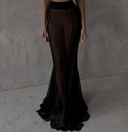 Women’s Blazer and Skirt Set – Satin Blazer Tailored Fit – Mesh Mermaid Skirt Elegant Wear