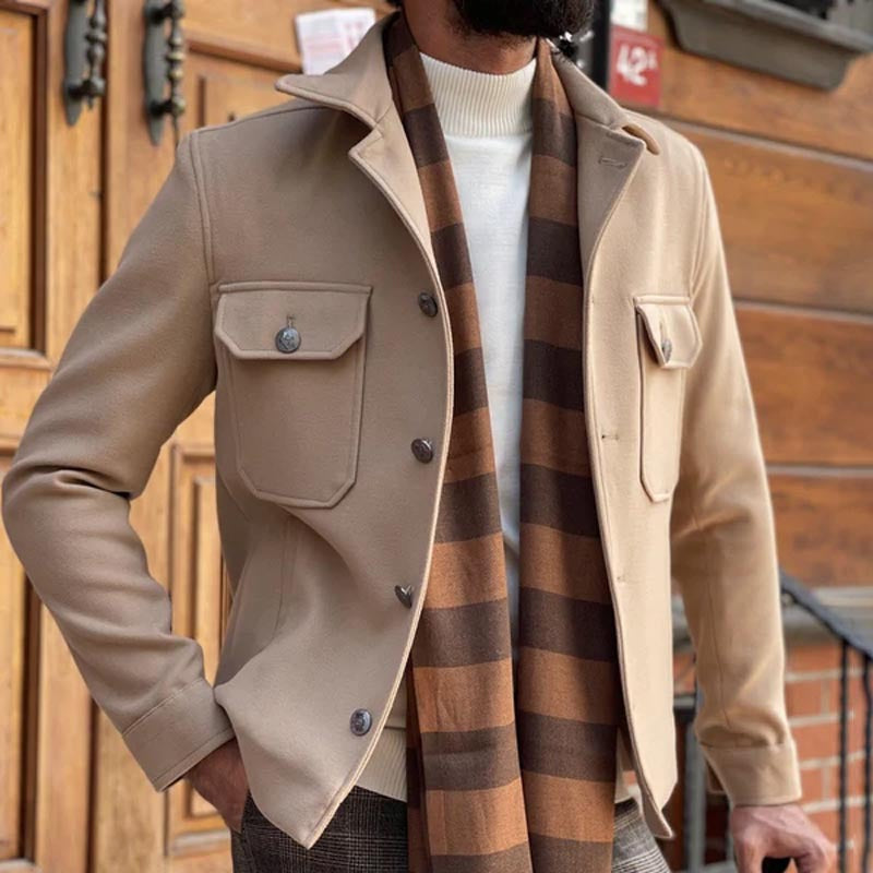 Men’s Jacket – Tailored Fit – Structured Silhouette – Notched Lapel – Chest Pockets