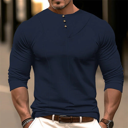 Women's Long Sleeve Shirt - Cotton Blend - Slim Fit - Asymmetrical Neckline Buttons