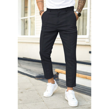 Men’s Casual Trousers – Slim Fit – Double Pleat Front – Ankle Length – Belt Loop Waist