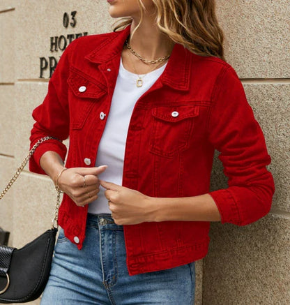 Women’s Denim Jacket – Tailored Fit – Button Front – Long Sleeve Casual Layer