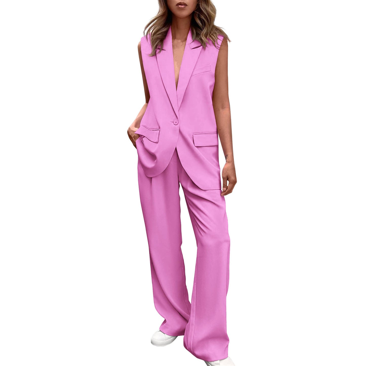 Women’s Vest Set – Tailored Fit – Sleeveless – Wide Lapel – Button Closure – Formal Wear