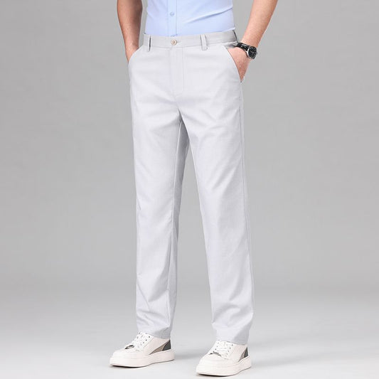 Men’s Straight-Leg Trousers – Relaxed Fit – Breathable Blend – Full Length Casual Style