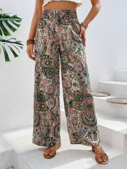 Women’s Wide-Leg Pants – Breathable Blend – Elastic Waist – Flowy Relaxed Fit