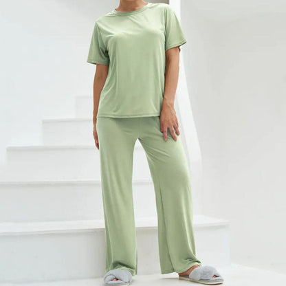 Women’s Lounge Set – Soft Knit – Cropped Top – Wide-Leg Pants – Relaxed Fit