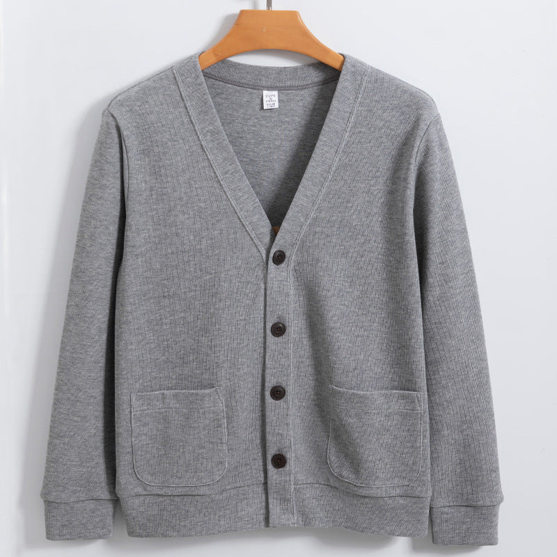 Men’s Cardigan – Cotton Knit – Relaxed Fit – V-Neck – Button Front – Pockets