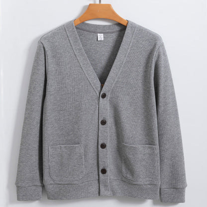 Men’s Cardigan – Cotton Knit – Relaxed Fit – V-Neck – Button Front – Pockets