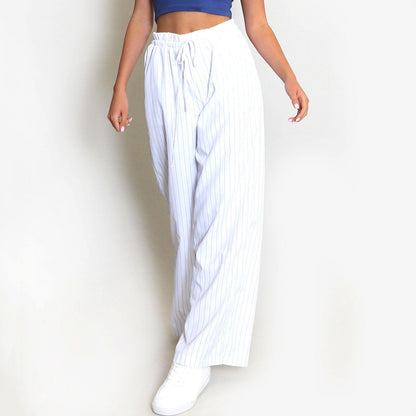Women’s Wide-Leg Pants – Cotton Blend – Relaxed Fit – Drawstring Waist – Pockets