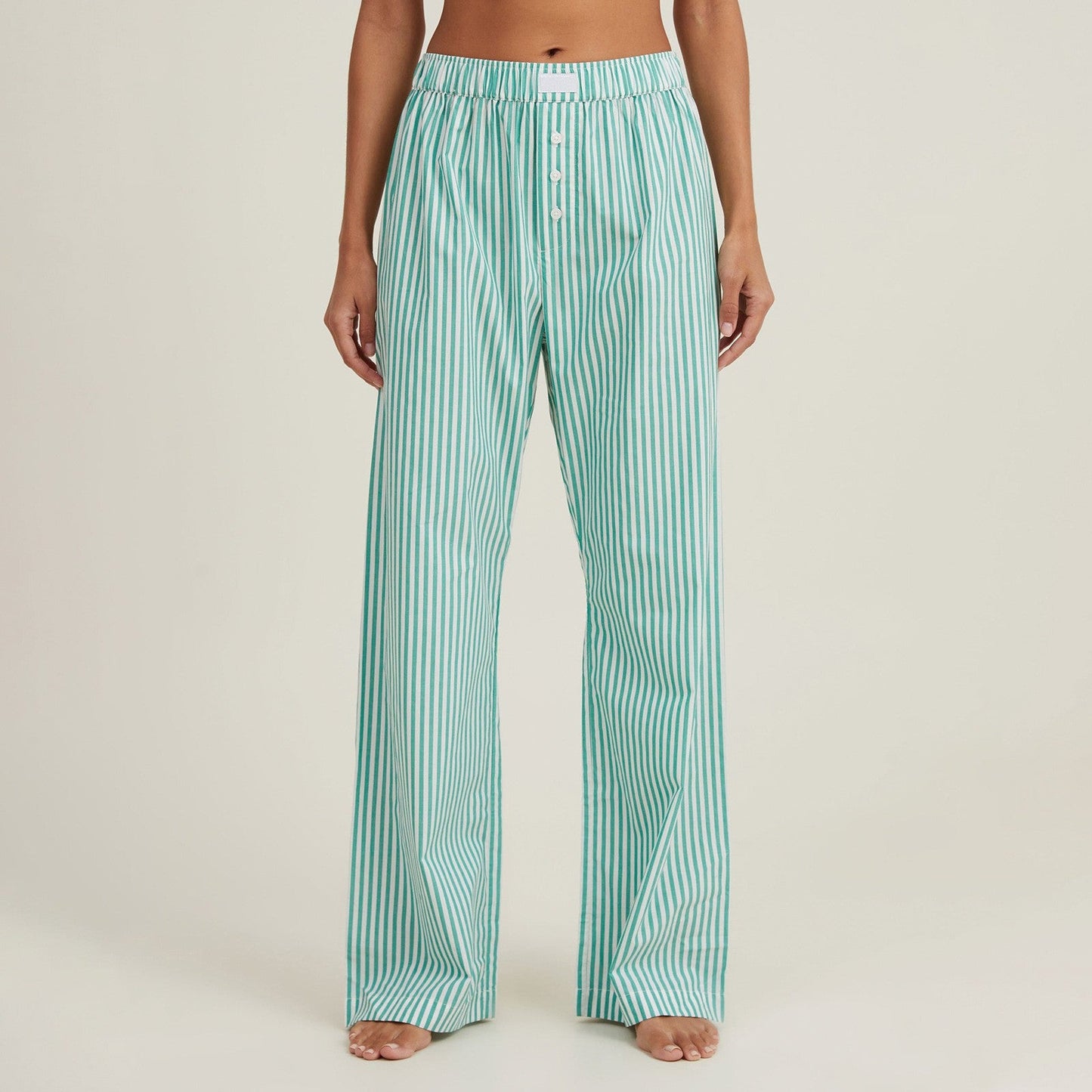 Women’s Lounge Pants – Relaxed Fit – Breathable Blend – Elastic Waist – Striped Casual Wear
